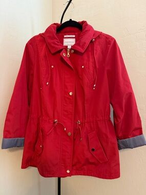 Charter Club Red Hooded Drawstring Anorak